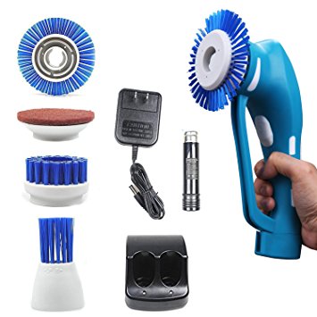Power Scrubber, Household Spin Scrubber, Handheld Cordless Tile Scrubber for Bathroom and Kitchen with Rechargeable Battery, 1 Battery 3 Brushes &1 Scouring Pad