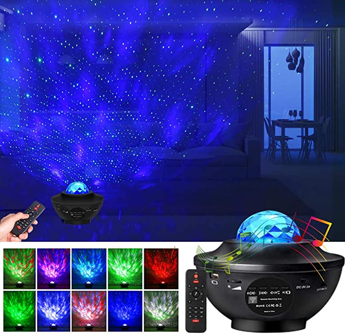 LED Star Projector, Elec3 Kids Star Night Light Adjustable Lightness Starry Projector 3 in 1 Ocean Wave Projector with Remote Control, Music Speak, Voice Control for Kids Adult Bedroom/Game Room Decor