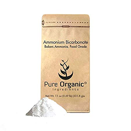 Ammonium Bicarbonate (11 oz.) by Pure Organic Ingredients, Traditional Leavening Agent Used in Flat Baked Goods Such as Cookies or Crackers