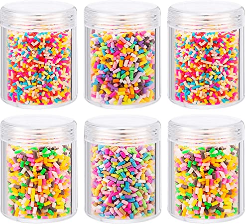 Zhanmai 6 Bottles of Colorful Fake Candy Sweets Sugar Chocolate Ice Sprinkles Decorations for Fake Cake Dessert Simulation Food Slime Kit DIY Crafts with Storage Bottles (Multicolor)
