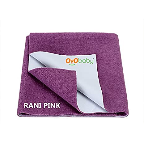 OYO BABY Waterproof Bed Protector Dry Sheet - Medium ( 100cm X 70cm) (Rani Pink)