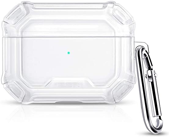 ESR Air Armor Carrying Case for AirPods Pro Case 2019, Air Armor Protective TPU Cover with Keychain [Wireless Charging Ready] [Dust & Shock-Resistant] [Visible Front LED], Clear White