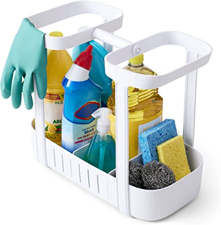 YouCopia SinkSuite Under Sink Cleaning Caddy, 2-Tier Adjustable Cleaning Supplies Organizer for Kitchen and Bathroom Organization and Storage