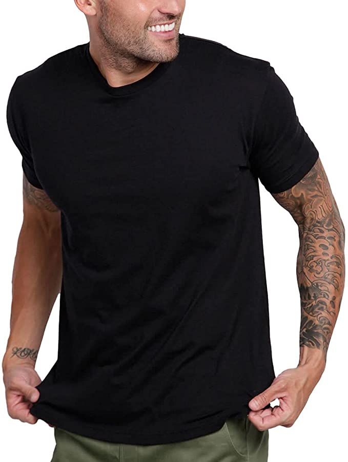 INTO THE AM Men's Crew Neck T-Shirts - Premium Fitted Modern Basic Logo Tees