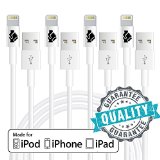 Apple MFi Certified iPhone 6 Cord Charger Lightning Connector Cable by Trusted Cables 4 Pack - 8 Pin to USB Cable - 3ft  1m for iPhone 6 6Plus 5s 5c 5 iPad Air Air2 Mini Mini2 iPad 4th Gen iPod Touch 5th gen and iPod Nano 7th Gen - Compatible With iOS 8 and Comes with Trusted Lifetime Guarantee