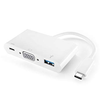 TNP USB Type C Adapter - USB 3.1 Type C Reversible (USB-C) Male Connector Female Adapter Converter Cable for Apple New MacBook 12" Laptop (USB-C to USB-C   USB A   VGA, White)