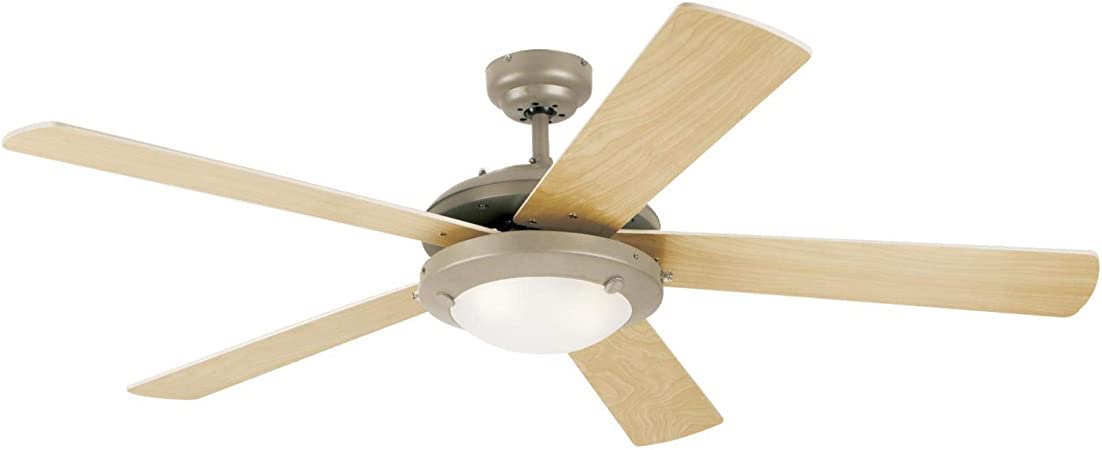 Westinghouse Lighting 7234100 Comet Indoor Ceiling Fan with Light, Brushed Pewter