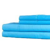 Soft Cotton Touch Bed Sheet Set - 4 Pieces - 1800 Luxury Collection Bed Sheets Queen Light Blue