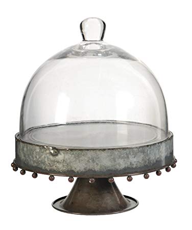 A&B Home 34296 Knox Pedestal Plate with Glass Dome, Medium