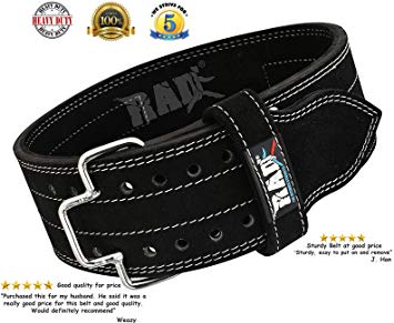 RAD Weight Lifting Leather Belt Powerlifting and Weightlifting Workout for Men & Women, Gym Back Support. Release Buckle