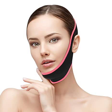 CAMTOA Facial Slimming Strap,Pain-Free Face Lifting Belt,Double Chin Reducer, V Line Face Lift for Women Eliminates Sagging Skin Lifting Firming Anti Aging … (dark red)