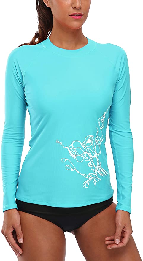 Sociala Women's Long Sleeve Rashguard UPF 50  Rash Guard Swim Shirt Swimsuit Top