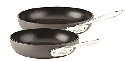 All-Clad Nonstick Frying Pan Set, Hard Anodized, Dishwasher Safe, 8-inch and 10-inch Pans, 2-Piece, Black, Model E785S264