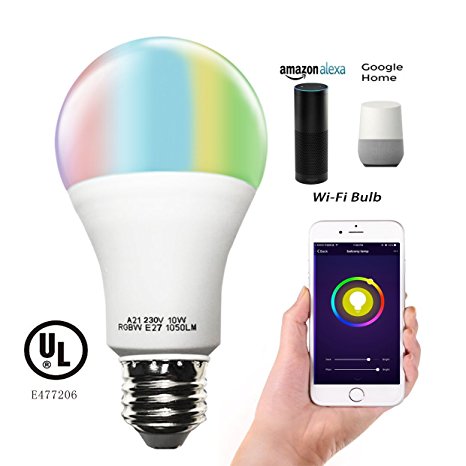 Smart LED Bulb Bright CXY® (80W Equivalent) . Smart Wi-Fi LED Bulb, Smart WiFi LED Bulb Smart Wi-Fi LED Bulb with Dimming, Lamp A21 Lamp Color Works with Amazon Alexa and Google Home, Color Changing RGBW, Controlled Using iOS, Android Devices, Without a Hub