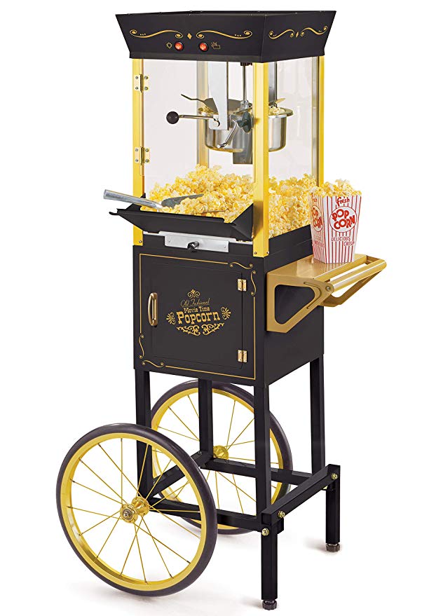 Nostalgia CCP510BK Vintage Popcorn Cart, 8-Ounce, Black