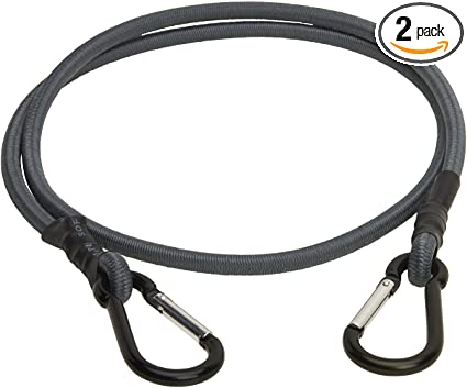 Keeper 06082 48" Bungee Cord with Mini Carabiner Hooks, 2 Pack