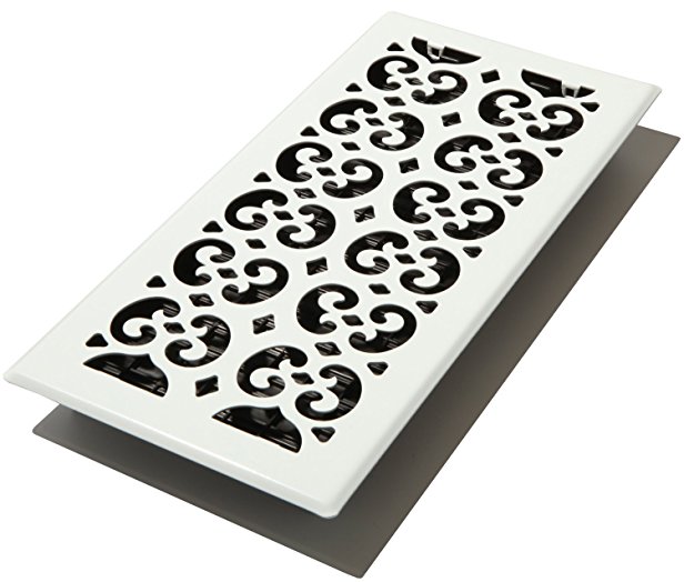 Decor Grates FSH614-WH Scroll Floor Register, 6-Inch by 14-Inch, White