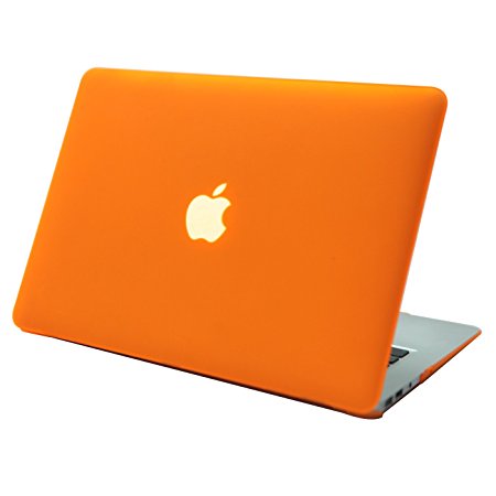 HDE MacBook Air 13 Case Slim Hard Shell Rubberized See Through Matte Plastic Snap On Case Fits Models A1369 / A1466 (Orange)