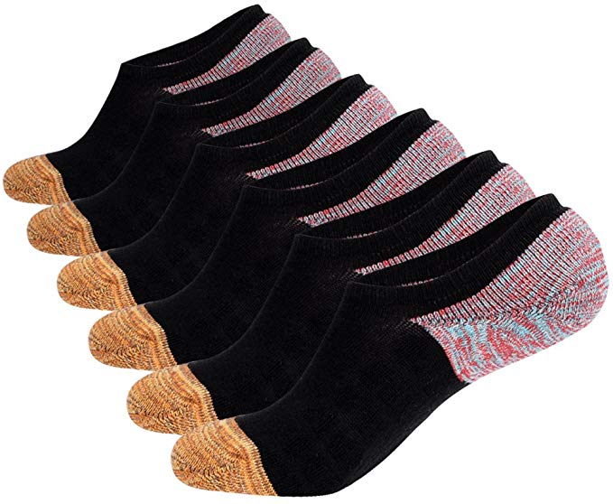 JOYNÉE Men's 6 Pack Casual Cushion Anti-Slid Cotton No Show Socks with Silicone