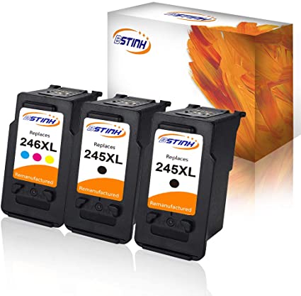 BSTINK Remanufactured for Canon PG-245XL CL-246XL Ink Cartridge High Yield,2 Black 1 Tri-Color,Shows Accurate Ink Level Used in Canon PIXMA MG2520 MG2522 MG2920 MG2922 MG2924 MG2420 MX490 MX492 IP2820