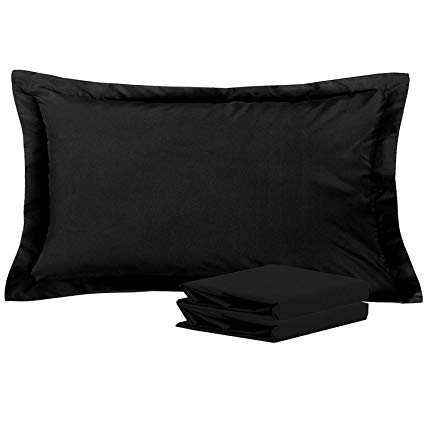 NTBAY King Pillow Shams, Set of 2, 100% Brushed Microfiber, Soft and Cozy, Wrinkle, Fade, Stain Resistant (Black, King)