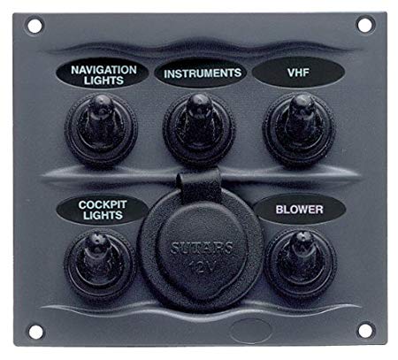 Marinco 900-5WPS 5-Way Switch Panel with Socket