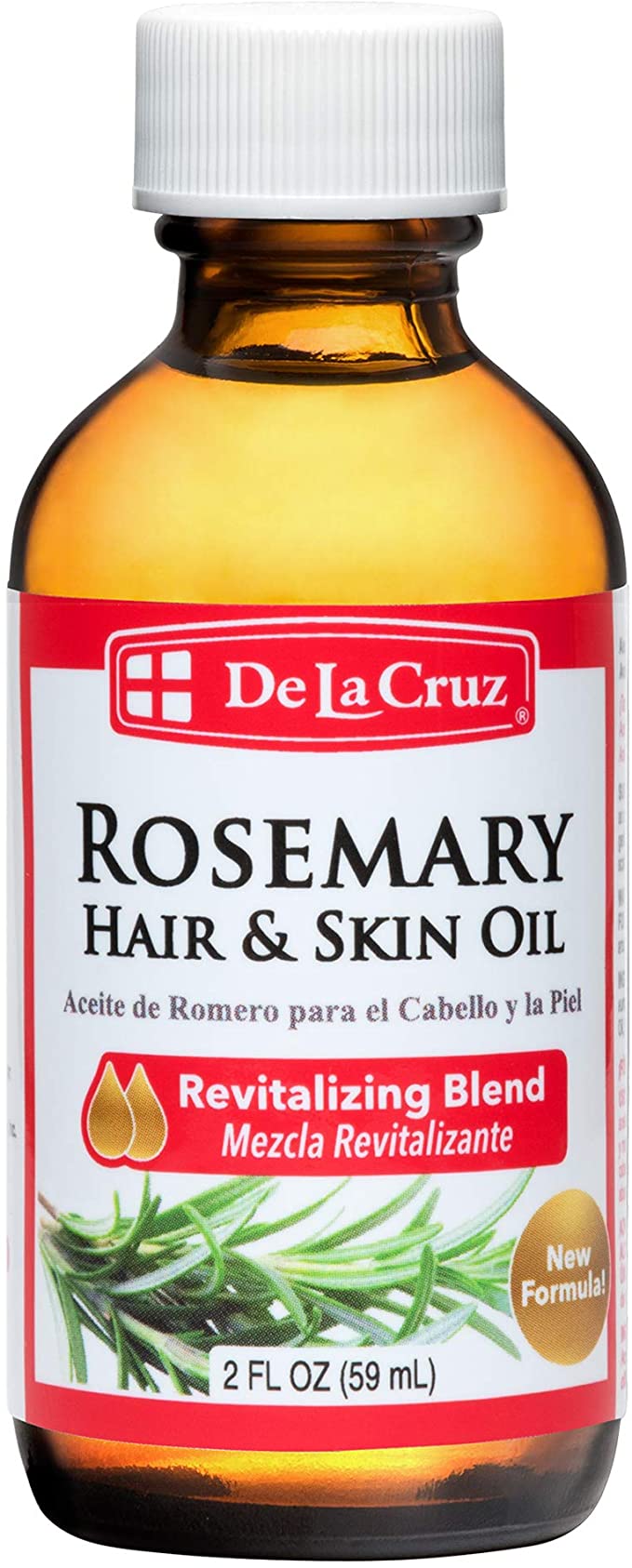 De La Cruz Oil of Rosemary Blend for Skin and Hair, No Preservatives, Artificial Colors or Fragrances, Made in USA, 2 FL. OZ.