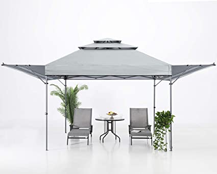ABCCANOPY 10x17 Pop Up Canopy Tent 3-Tier Instant Canopy with Adjustable Dual Half Awnings, Gray