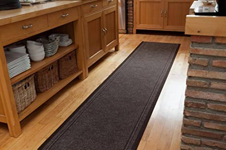 Dark Brown Custom Size No Skid Entrance Runner Rugs - Sold and Priced by The Foot - 2' 2" Wide