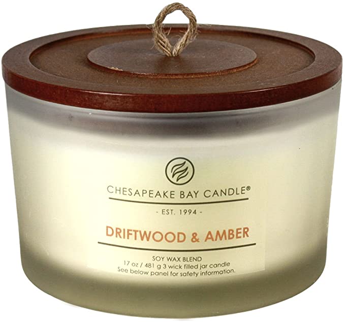 Chesapeake Bay Candle 3-Wick Scented Candle, Driftwood & Amber, Coffee Table Jar