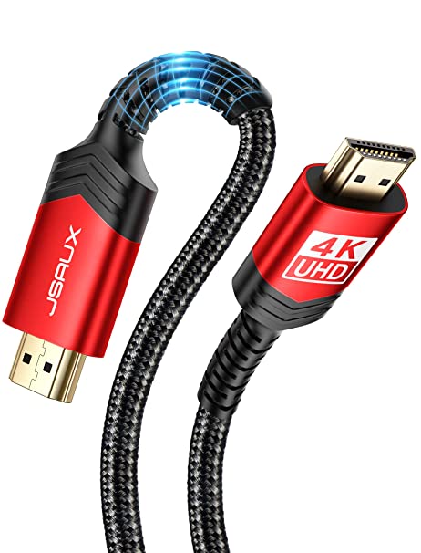 4K HDMI Cable 3.3ft, JSAUX High Speed 18Gbps HDMI 2.0 to HDMI Cord Support(4K@60Hz HDR, 3D, 2160P, 1080P, Ethernet, HDCP 2.2, ARC)-Compatible with UHD TV, PS5/4/3, &More - Red