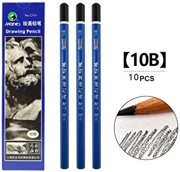 Sketch pencils, art paintings, wooden pencils, professional pencils, 12 pcs (10B)