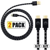 Smallelectric 2-pack Aluminum Alloy Micro USB Cables 6ft High Speed USB 20 a Male to Micro B Sync and Charge Cables for Android Samsung Htc Motorola Nokia and More Black
