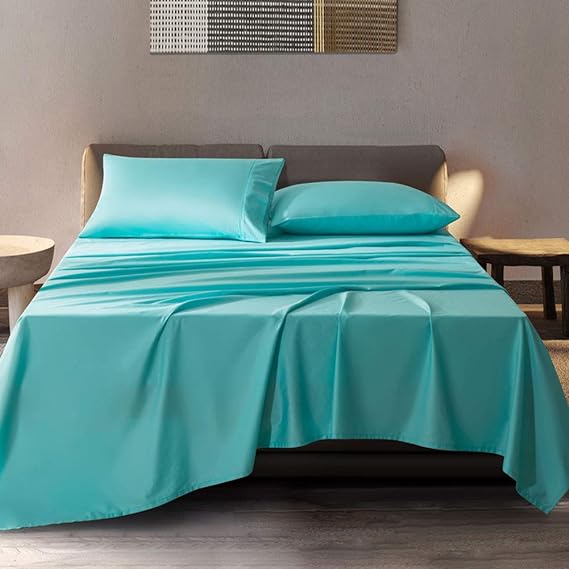 SONORO KATE 100% Pure Egyptian Cotton Sheets Sets,Cooling Bed Sheets 600 Thread Count Long Staple Cotton,Sateen Weave for Soft and Silky Feel, Fits Mattress 16'' Deep Pocket King Size(Seafoam, King)