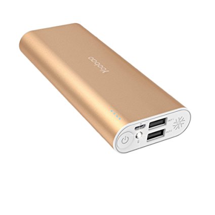 Yoobao SP2 10000mAh Portable Charger Power Bank External Smartphone Battery Bank Dual USB Powerbank Charger Battery Backup for iPhone 7 Plus 6 6s Plus iPad Android Phones Tablet and More - Gold