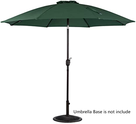 Sundale Outdoor 9 Feet Aluminum Market Umbrella Table Umbrella with Crank and Push Button Tilt for Patio, Garden, Deck, Backyard, Pool, 8 Fiberglass Ribs, 100% Polyester Canopy (Dark Green)