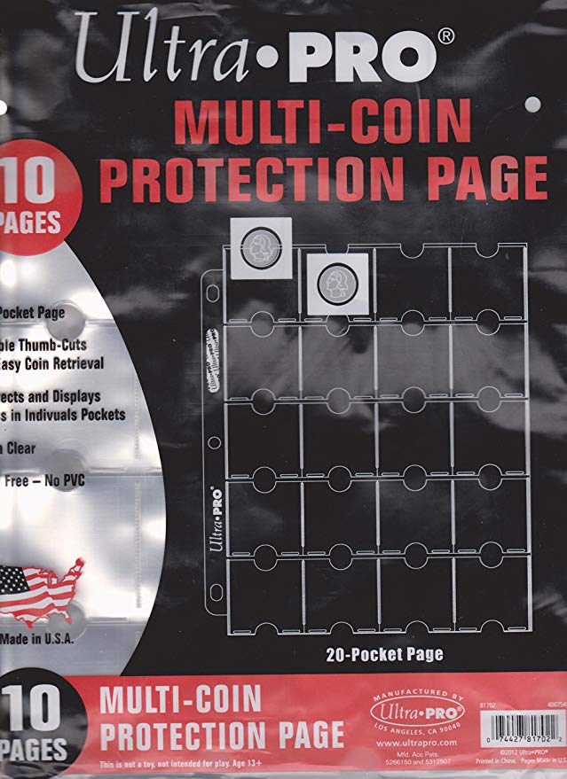 Ultra Pro 20-Pocket Platinum Page for Coins and Tokens 10 ct