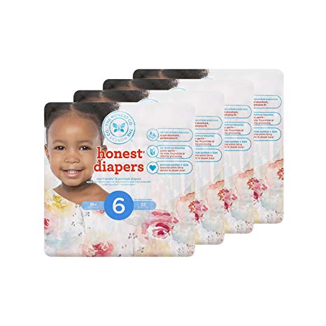 Honest Baby Diapers, Rose Blossom, Size 6, 88 Count