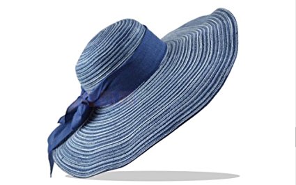 Home Prefer Women's Wide Brim Caps Summer Beach Straw Hats with Bow UPF50  Sun Caps