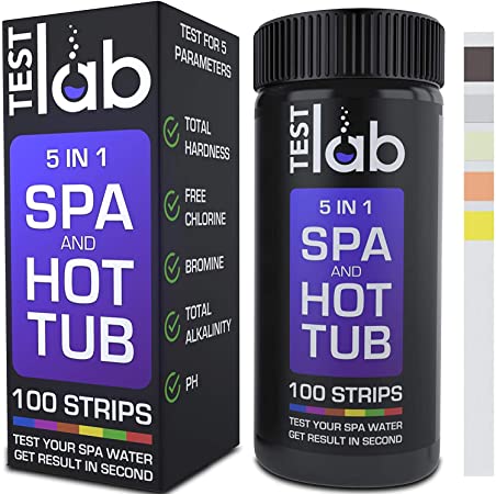 Spa Test Strips for Hot Tubs - 100 Count, Best Kit for Accurate Water Quality Testing at Home, 5 in 1 Hot Tub Testing Strips