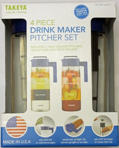 Takeya 4 Piece Drink Maker Pitcher Set (Blue)