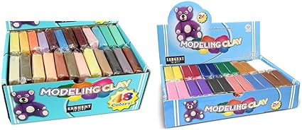 Sargent Art Modeling Clay Assorted 48 Counts, Non-Hardening and Individually Wrapped, Long Lasting & Non-Toxic, Safe for Kids & 24ct Class Pack Modeling Clay, Assorted 24 Pack, Non-Hardening