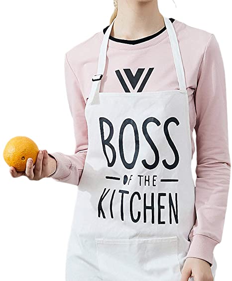 Funny Chef Aprons for Men Women Boss of The Kitchen Barbecue Grilling Kitchen Apron, Gifts for Dad and Mom