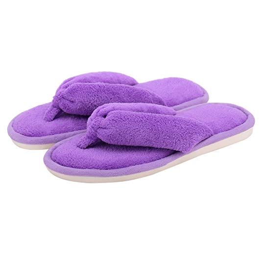 Indoor Slippers for Women Open Toe, Plush Anti Slip Flip Flops
