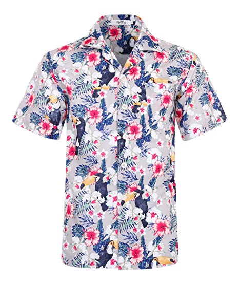 Men's Hawaiian Shirt Short Sleeve Aloha Shirt Beach Party Flower Shirt Holiday Print Casual Shirts L1