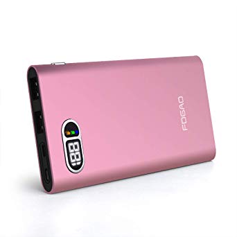FDGAO Portable Power Bank 20000mAh, Ultra Thin Fast Portable Charger Aluminum Case with Digital Display External Battery Pack for iPhone X/8Plus/8,Samsung Galaxy and Other USB Device.