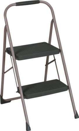 Cosco 11-308PBLW4 Two-Step Big Step Steel Folding Step Stool, Grey