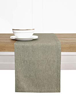 Solino Home 100% Pure Linen Table Runner – 14 x 90 Inch, Tesoro Runner, Natural and Handcrafted from European Flax – Flax
