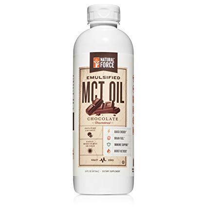 Emulsified MCT Oil Creamer, Chocolate *Best Keto MCT Oil for Mixing in Drinks* Unsweetened – No Palm Oil, Made with Organic Coconuts from The Philippines by Natural Force, 16oz