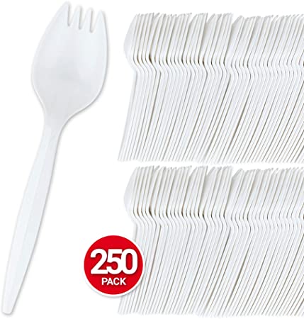 Stock Your Home White Plastic Sporks 250 Pack